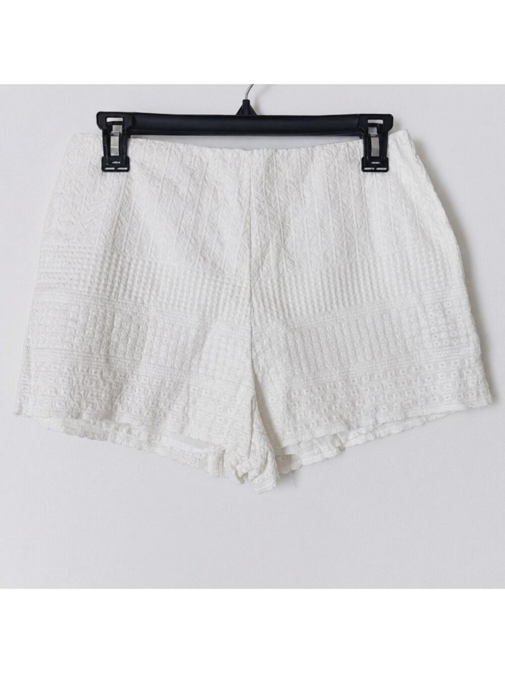 Free People Women White Embroidered Pull-On Shorts Size S